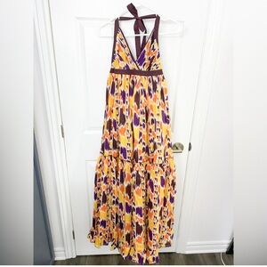 NWOT - Moda International Colorful Halter Maxi Dress